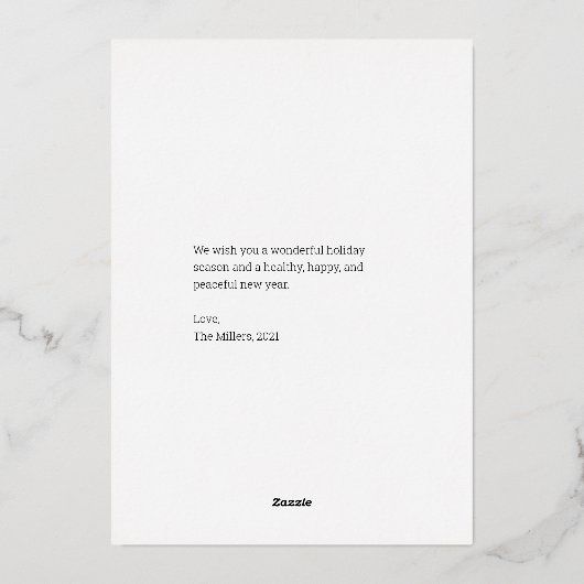 ハッピーホリデイズシルバーフォイルホリデーフォトカード 箔シーズンカード (裏面)