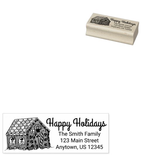 ハッピーホリデイズジンジャーブレッドクリスマスクリスマスアドレス ラバースタンプ (押印)