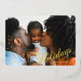 ハッピーホリデイズスターリースパークルフォト5 x 7 箔シーズンカード