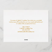 ハッピーホリデイズスノーフレークツリーズカンパニー金ゴールド 箔シーズンカード (裏面)