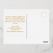 ハッピーホリデイズスノーフレークツリーズカンパニー金ゴールド 箔シーズンポストカード (裏面)