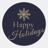 ハッピーホリデイズスノーフレークホリデーラウンドステッカー ラウンドシール (正面)
