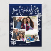 ハッピーホリデイズスノーフレーク素朴3枚コラージュ ポストカード (正面)