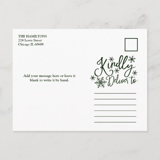 ハッピーホリデイズスノーフレーク素朴3枚コラージュ ポストカード (裏面)