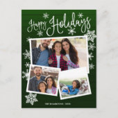 ハッピーホリデイズスノーフレーク素朴3枚コラージュ ポストカード (正面)
