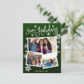 ハッピーホリデイズスノーフレーク素朴3枚コラージュ ポストカード (スタンド正面)