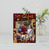 ハッピーホリデイズスノーフレーク4写真コラージファミリー 箔シーズンポストカード (立ち正面)