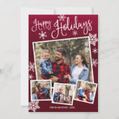 ハッピーホリデイズスノーフレーク4枚コラージュ素朴 招待状 (正面)