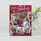 ハッピーホリデイズスノーフレーク4枚コラージュ素朴 招待状 (スタンド正面)