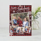 ハッピーホリデイズスノーフレーク4枚コラージュ素朴 招待状 (スタンド正面)