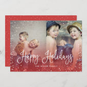 ハッピーホリデイズスノームレスシームレスカード2フォトカードレッド シーズンカード (正面/裏面)