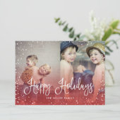 ハッピーホリデイズスノームレスシームレスカード2フォトカードレッド シーズンカード (スタンド正面)