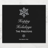 ハッピーホリデイズスパークリススノーフレークビールラベルブラック ビールラベル (シングルラベル)