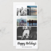 ハッピーホリデイズタイポグラフィファイブフォトコラージュ シーズンカード (正面/裏面)