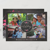 ハッピーホリデイズチョークボードポインセチア写真コラージュ シーズンカード (正面/裏面)