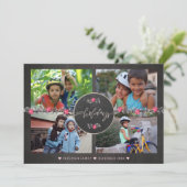 ハッピーホリデイズチョークボードポインセチア写真コラージュ シーズンカード (スタンド正面)