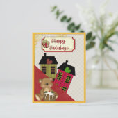 ハッピーホリデイズテディベアハートホームズレトロ シーズンポストカード (スタンド正面)