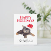 ハッピーホリデイズドッグアニマルペットエレガントの水彩 シーズンポストカード (スタンド正面)
