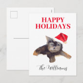 ハッピーホリデイズドッグアニマルペットエレガントの水彩 シーズンポストカード (正面/裏面)