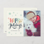 ハッピーホリデイズドードルスノー |フォトホリデーカード シーズンポストカード (正面/裏面)