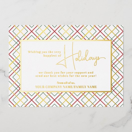 ハッピーホリデイズニューイヤービジネスプレイド企業の 箔シーズンカード (正面)