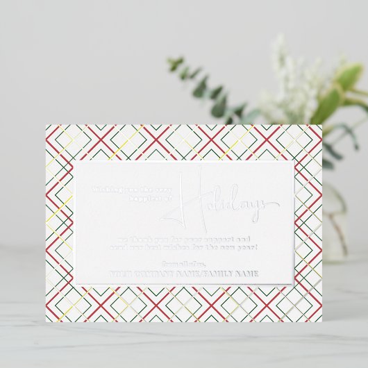 ハッピーホリデイズニューイヤービジネスプレイド企業の 箔シーズンカード (立ち正面)