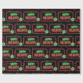 ハッピーホリデイズネオンサイン雪の結晶 ラッピングペーパー (フラット)