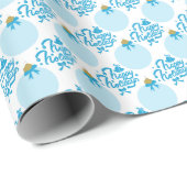 ハッピーホリデイズバウブルオーナメントブルー ラッピングペーパー (ロールコーナー)