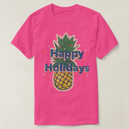 ハッピーホリデイズパイナップルアダルトおもしろいクリスマスT-S Tシャツ (デザイン正面)