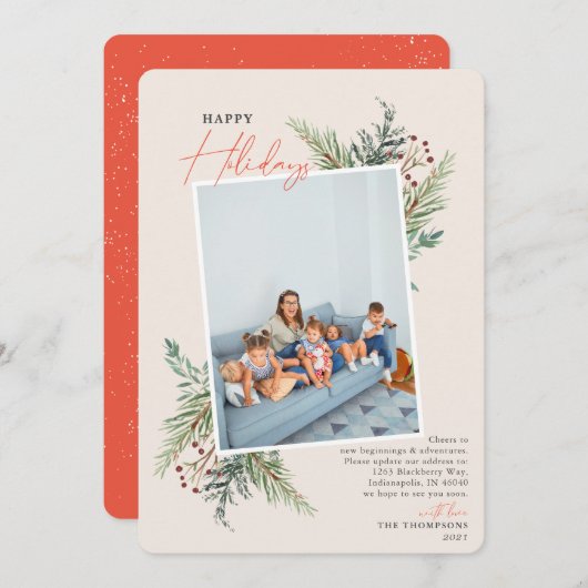 ハッピーホリデイズパインタンムービングアナウンスメント シーズンカード (正面/裏面)