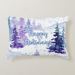 ハッピーホリデイズパープルウィンタースノーウィー アクセントクッション