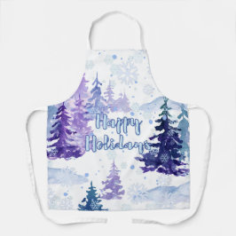 ハッピーホリデイズパープルウィンタースノーウィー エプロン
