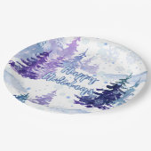 ハッピーホリデイズパープルウィンタースノーウィー ペーパープレート (アングル)