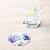 ハッピーホリデイズパープルウィンタースノーウィー ラウンドペーパーコースター (インサイチュ)