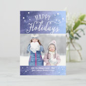 ハッピーホリデイズパープルブルースノーウィーウォーターカラー写真 シーズンカード (スタンド正面)