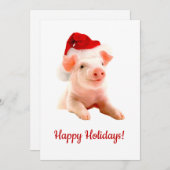 ハッピーホリデイズピッグウィズサンタハット シーズンカード (正面/裏面)