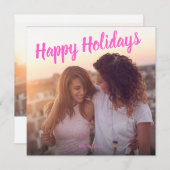 ハッピーホリデイズピンクツーフォトスクエア シーズンカード (正面/裏面)