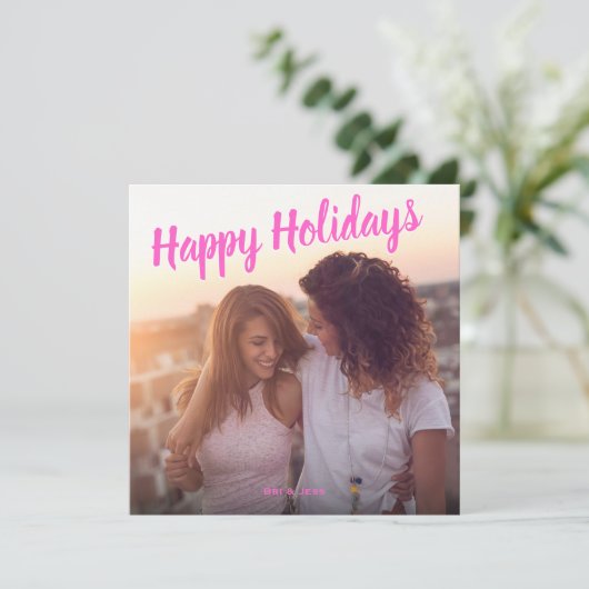 ハッピーホリデイズピンクツーフォトスクエア シーズンカード (スタンド正面)