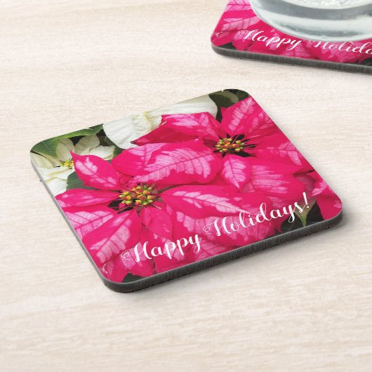 ハッピーホリデイズピンクポインセティアスフローラ コースター (左側)