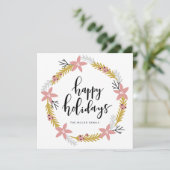 ハッピーホリデイズピンクリース |ホリデーカード シーズンカード (スタンド正面)
