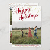 ハッピーホリデイズファミリーフォトコラージュ金ゴールドスター シーズンカード (正面/裏面)