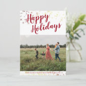 ハッピーホリデイズファミリーフォトコラージュ金ゴールドスター シーズンカード (スタンド正面)