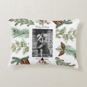 ハッピーホリデイズファミリーフォトパインクリスマス アクセントクッション (裏面)