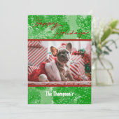 ハッピーホリデイズフォトカードグリーンレッドスノー シーズンカード (スタンド正面)