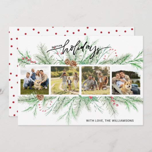 ハッピーホリデイズフォトコラージュクリスマス植物学会 シーズンカード (正面/裏面)