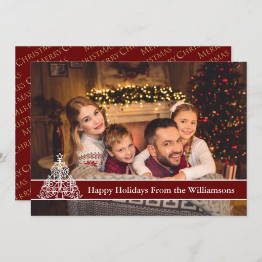 ハッピーホリデイズフルカードフォトホワイトアウトライン シーズンカード (正面/裏面)