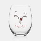 ハッピーホリデイズフローラトナカイスカルブルスカル ステムなしワイングラス (正面)