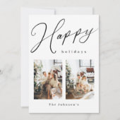 ハッピーホリデイズブラックアンドホワイトフォトホリデーカード シーズンカード (正面)