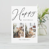 ハッピーホリデイズブラックアンドホワイトフォトホリデーカード シーズンカード (スタンド正面)