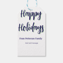 ハッピーホリデイズブルーグリーンクリスマススタイリッシュモダン ギフトタグ